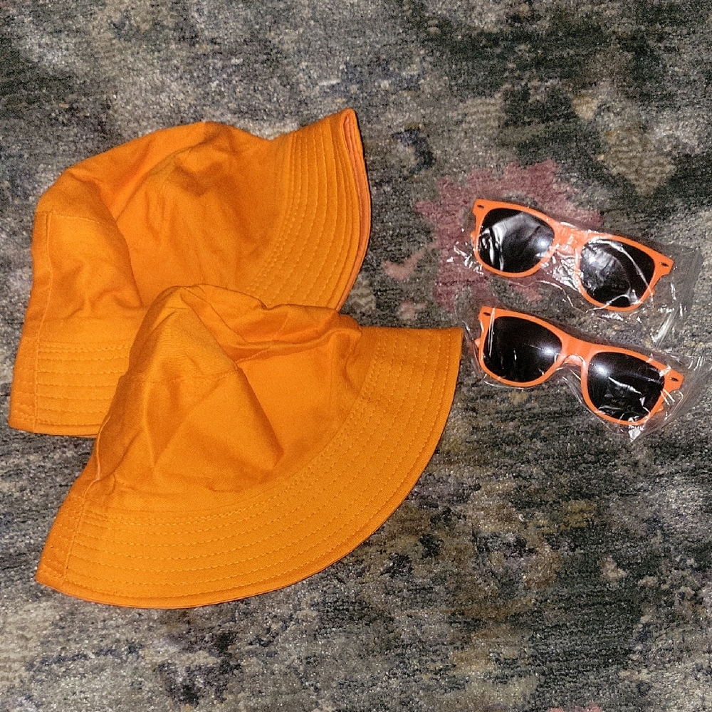Orange Adult Bucket Hats and Sunglasses Set